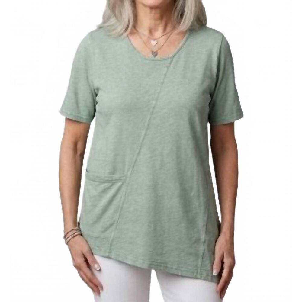NEW COTTON LANI asymmetrical pocket top in sage